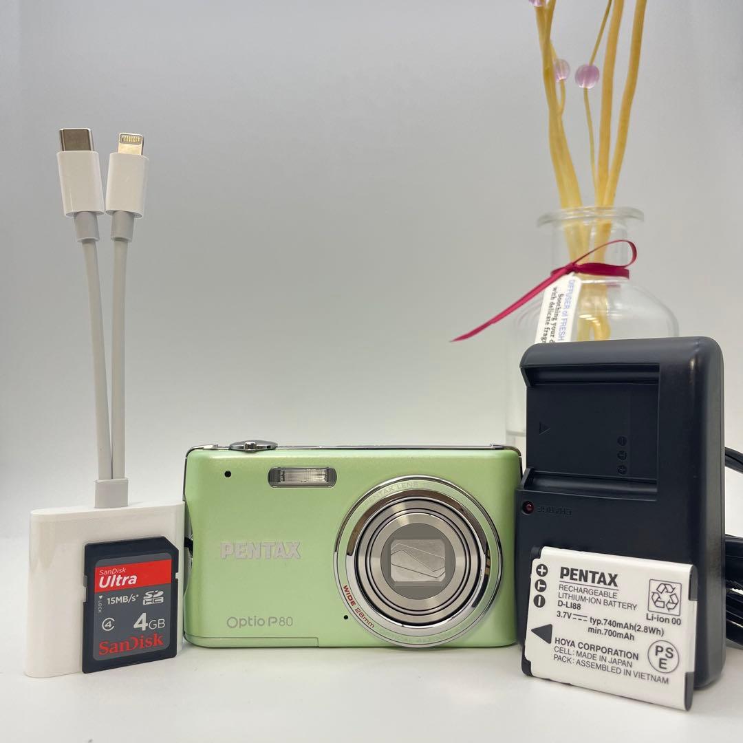美品✨PENTAX Optio P80✨動作確認済 スマホ転送OK 人気色♪