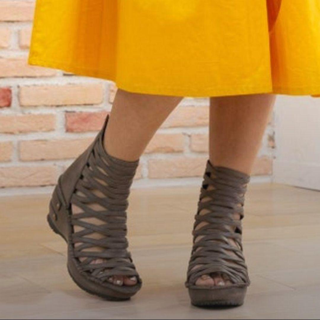 ヒナデイグリーン ブーティサンダル グラディエーター バックジップ 24cm