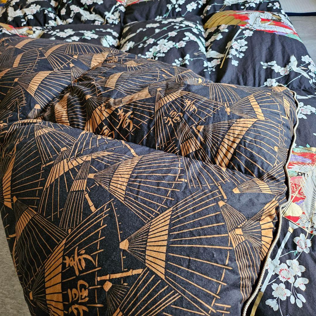 羽毛布団 ハンガリー産 ホワイトグースダウン90% シングル 日本製 両面柄違