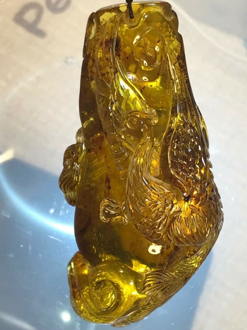 バーマイト．ブルーアンバー\"鳳凰鳥&龍\"