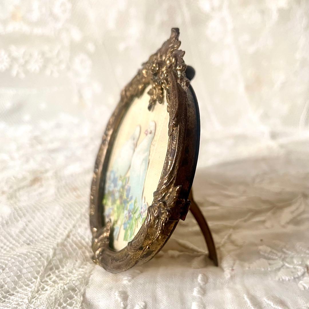 19世紀ブロンズ製レリーフミニフレーム　フランスアンティーク　写真立て　ゴールド
