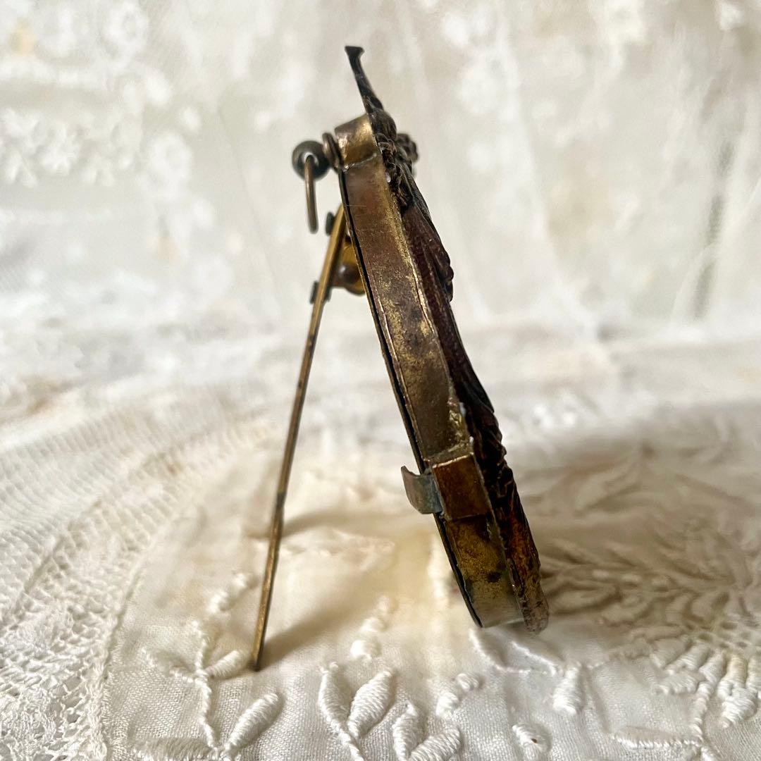 19世紀ブロンズ製レリーフミニフレーム　フランスアンティーク　写真立て　ゴールド