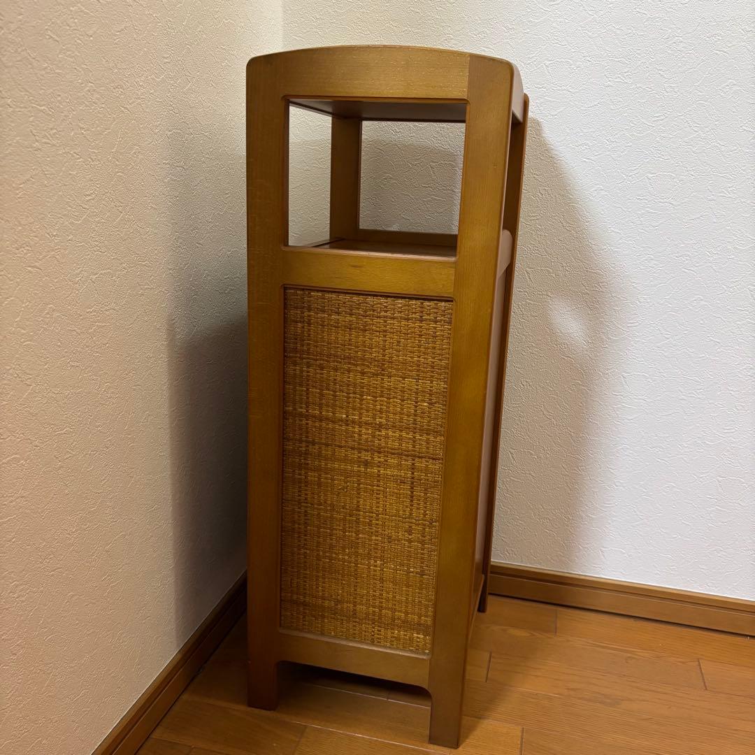 オールドカリモク 木製キャビネット 電話台 チェスト ラタン扉 昭和レトロ