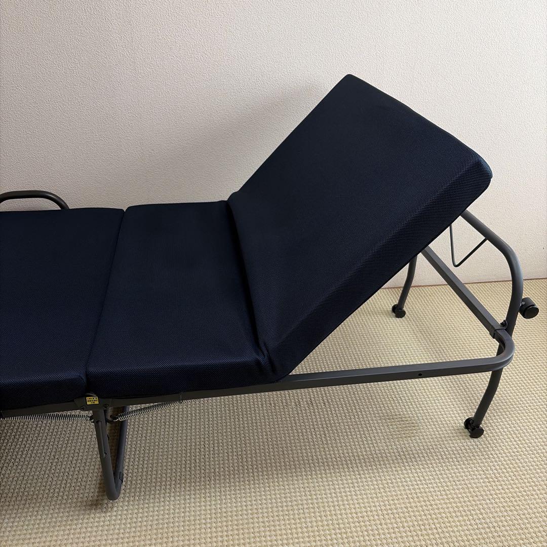 折り畳み高反発ベッド ネイビー スチールフレーム たのメル便