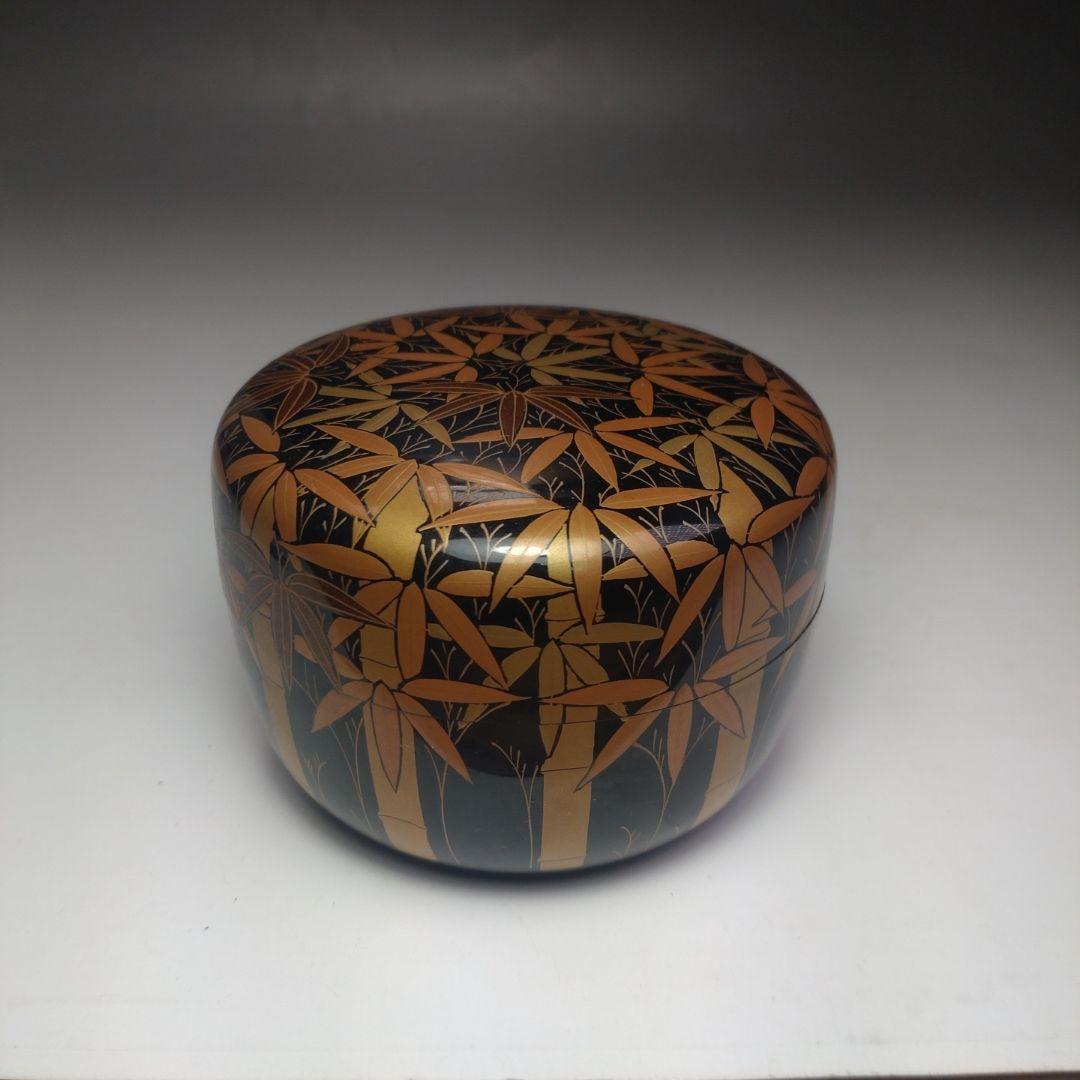 イ215 棗『稚園作』『竹林蒔絵平棗　共箱』漆塗　茶道具