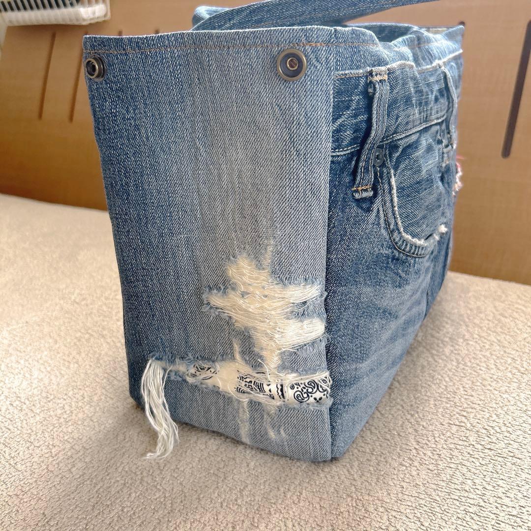 ♡お値下げします♡さまオーダー。サイドボタンデニムリメイクトートバッグ、他一点