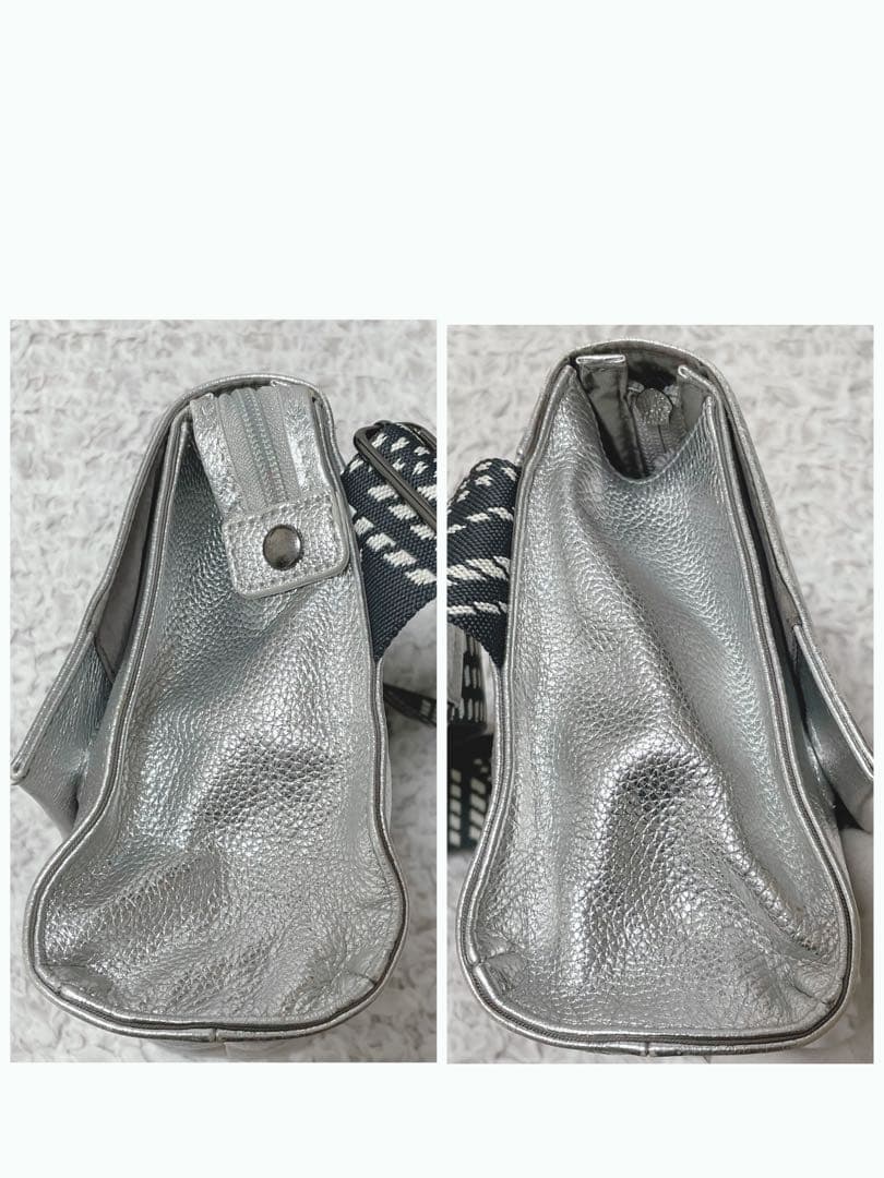 希少✨ear PAPILLONNER ワイドテープショルダーバッグ　シルバー　柄