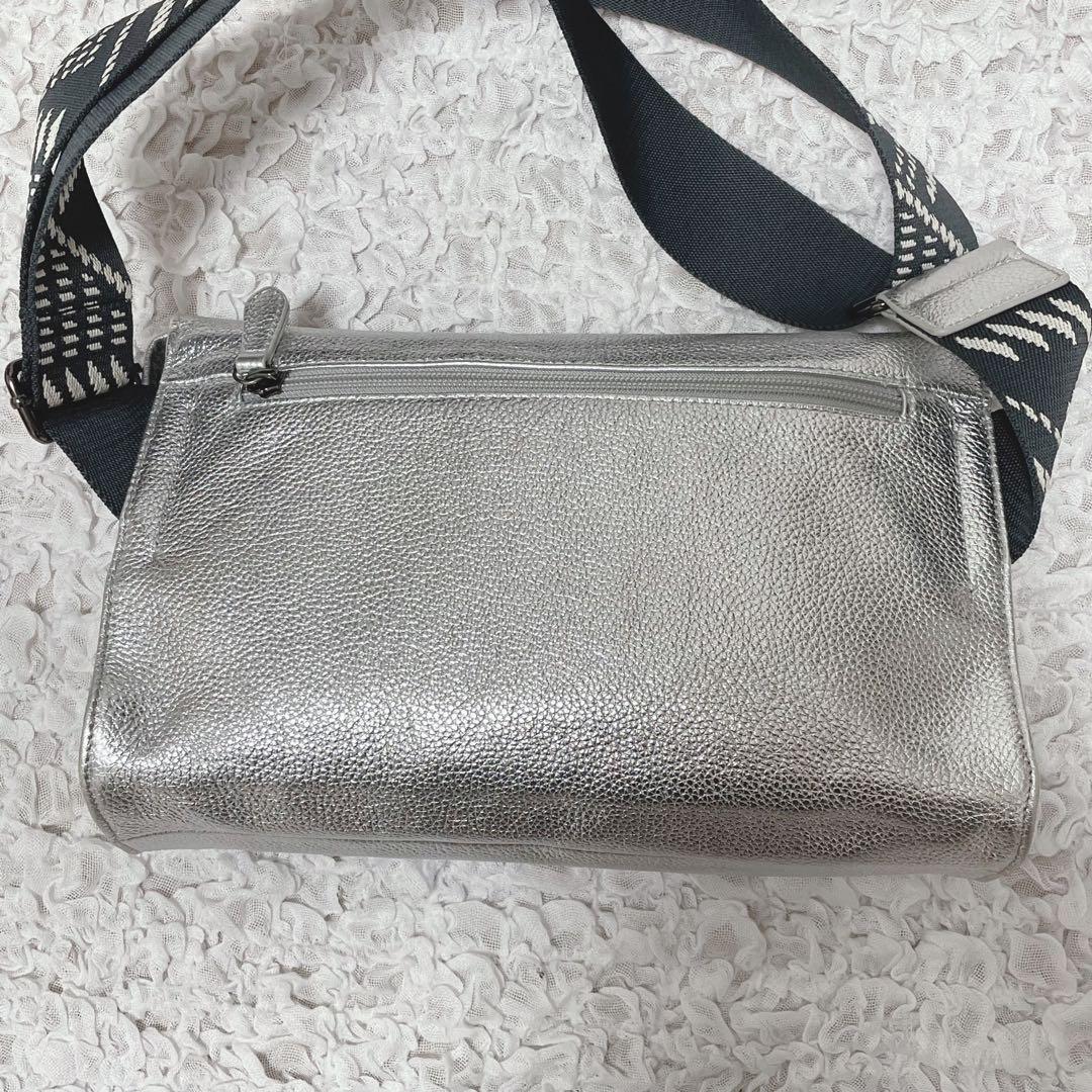 希少✨ear PAPILLONNER ワイドテープショルダーバッグ　シルバー　柄