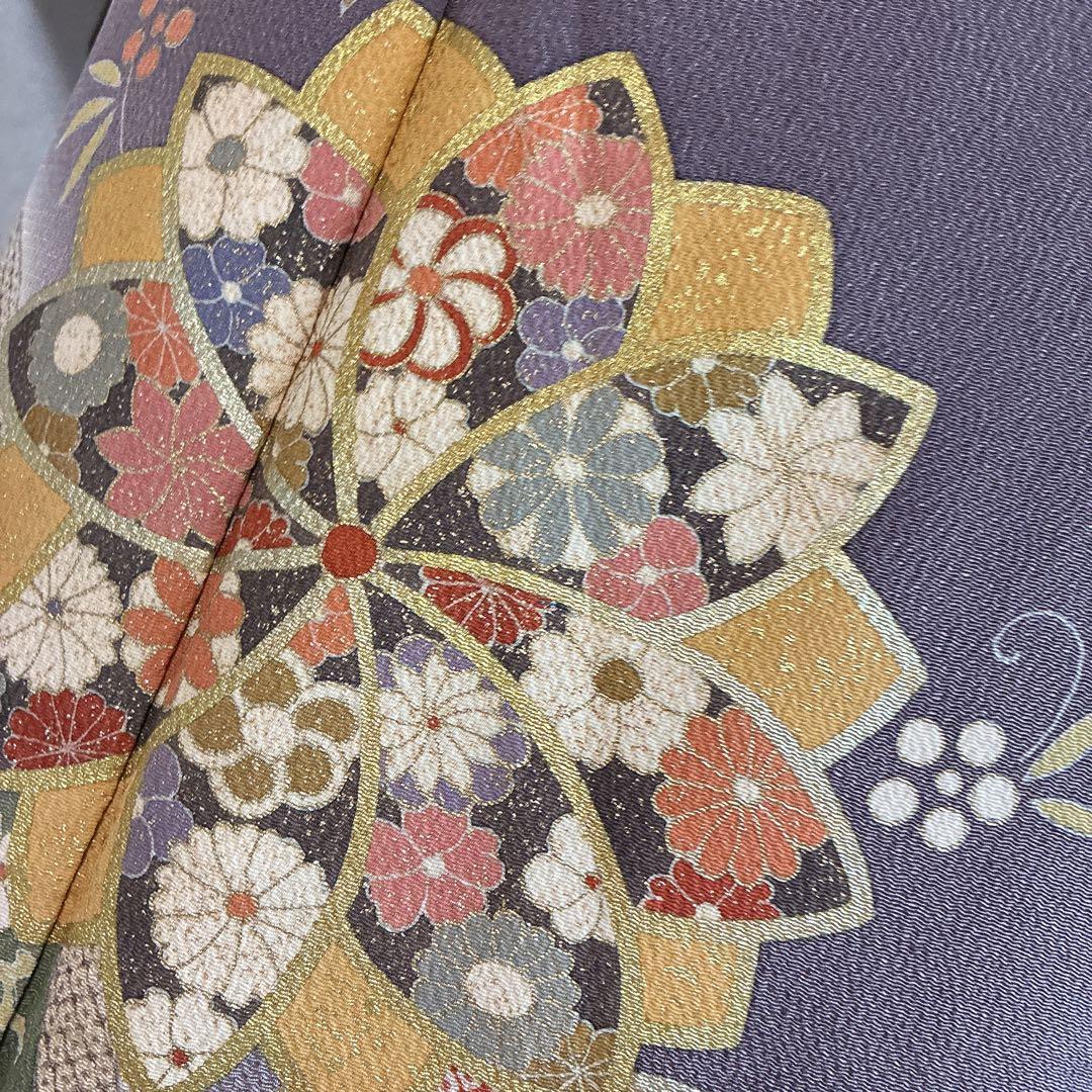 訪問着　フルセット　着物　正絹　ロング丈　しつけ付き　友禅　裄丈66 縮緬G7