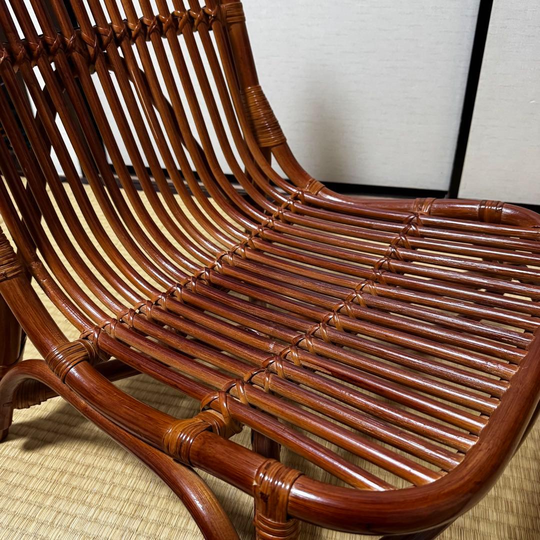 ラタン椅子 美品 ヴィンテージ (中古) 籐家具 和モダン 昭和 美しい曲線美
