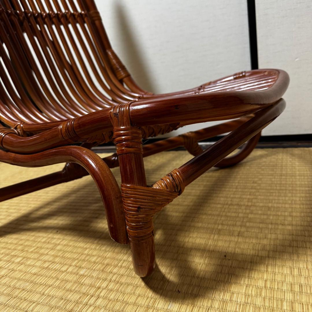 ラタン椅子 美品 ヴィンテージ (中古) 籐家具 和モダン 昭和 美しい曲線美