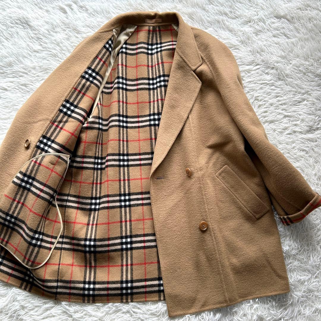 【極美品】バーバリー　ダブルフェイス　ウールコート　ノバチェック ベージュ　L