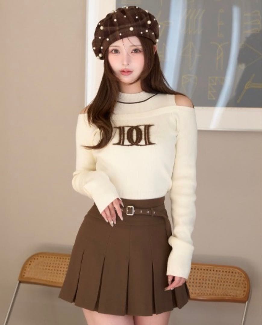 ダーリッチ　レイヤードライクロゴニットトップス