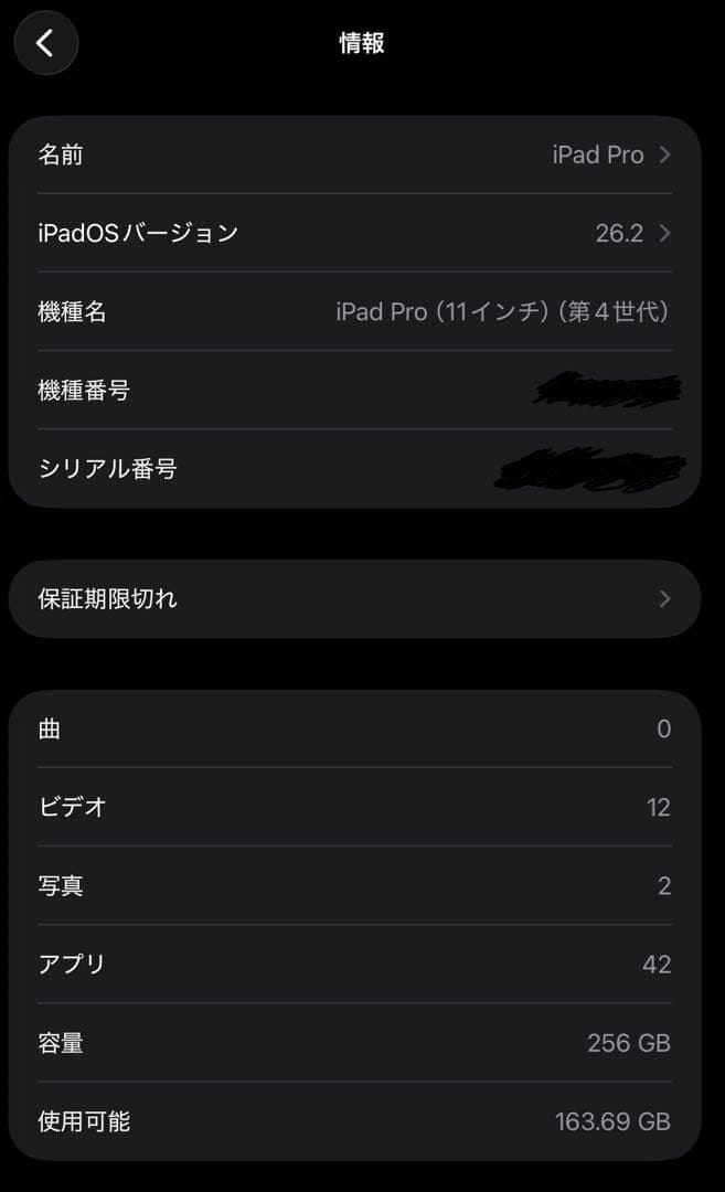 iPad Pro 第4世代 11インチ 256G Wi-Fi