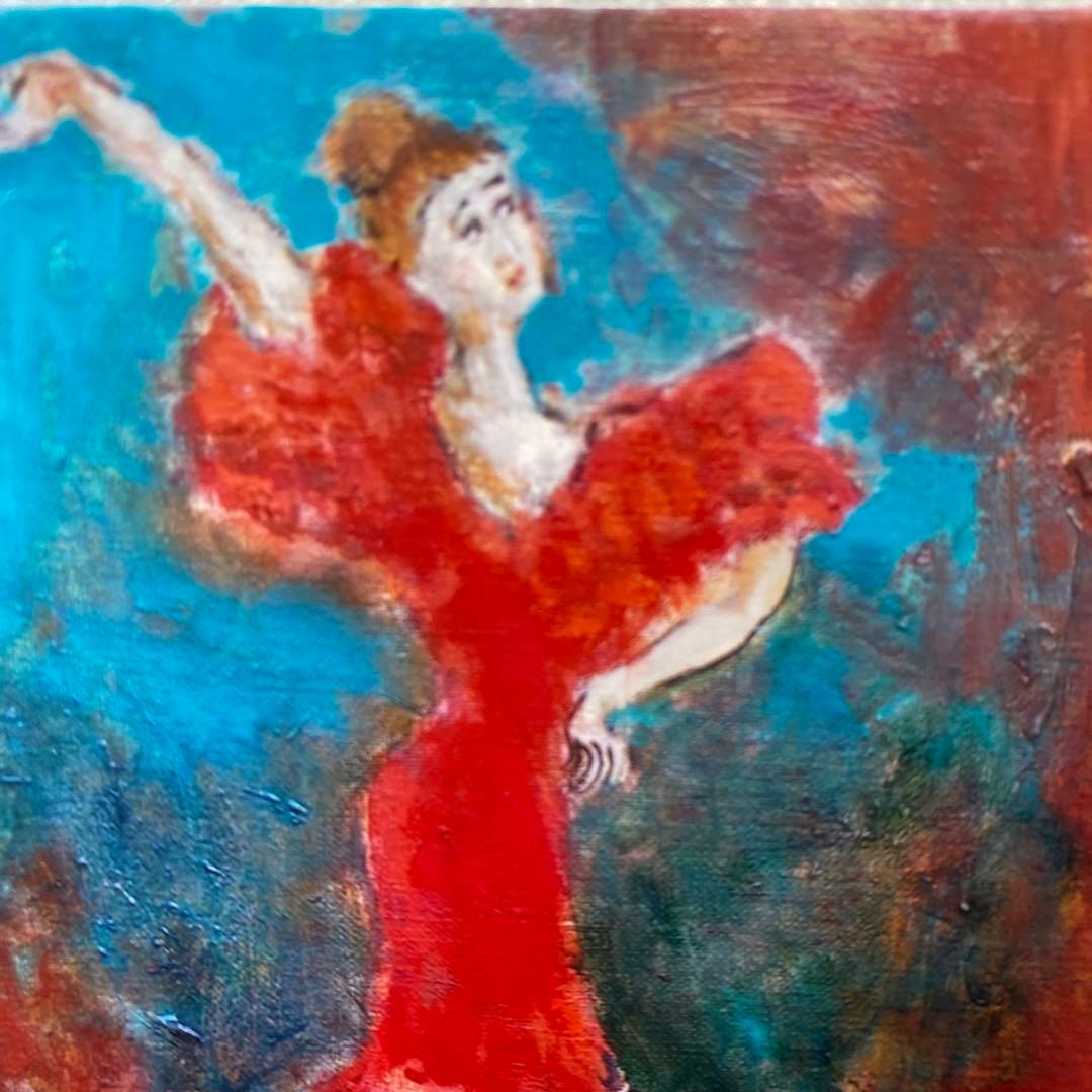 絵画　油彩画　油絵　「フラメンコ」F4号　額付き　美品　渡仏　送料無料