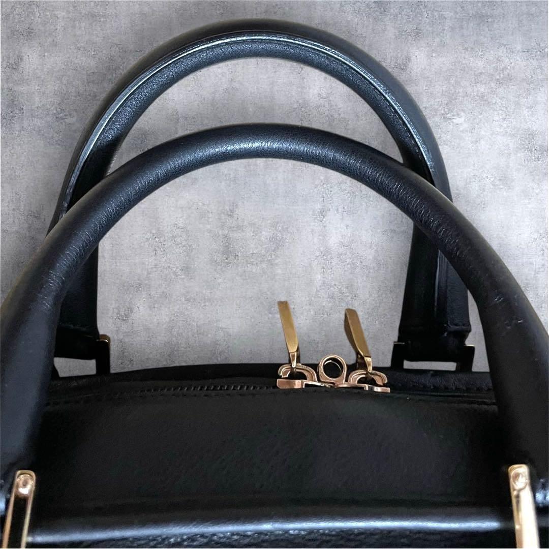 【美品】LOEWEロエベ アマソナ40ハンドバッグ ブラックゴールド アナグラム