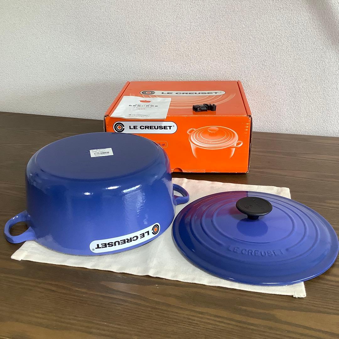 【未使用品】ルクルーゼ ココット・ロンド 24cm コバルトブルー