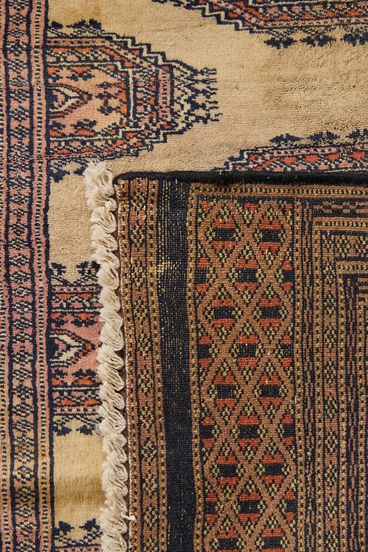 ヴィンテージラグ　トライバルラグ　パキスタン産（92×62cm）ベージュ　紺　茶