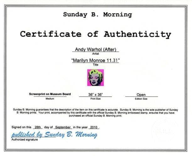限定特別価格！額装済/Sunday B Morning/マリリン ウォーホル/