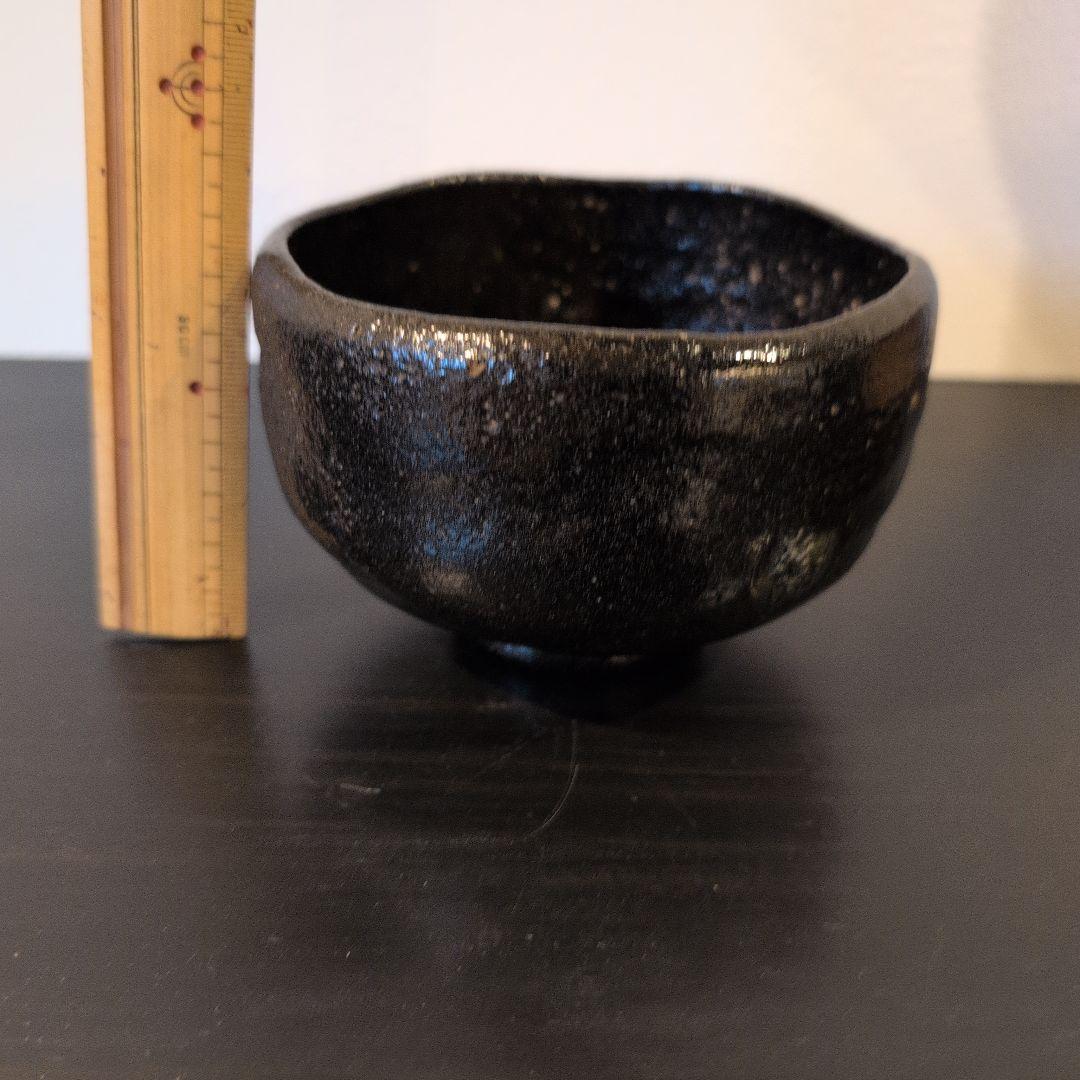 茶道具　黒楽茶碗　初代　小川長楽　数印　合わせ箱