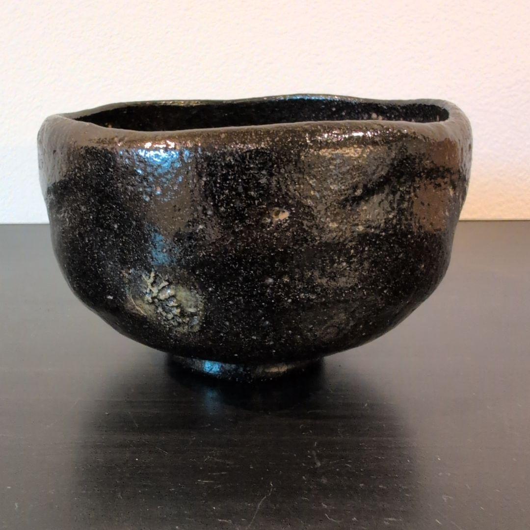 茶道具　黒楽茶碗　初代　小川長楽　数印　合わせ箱