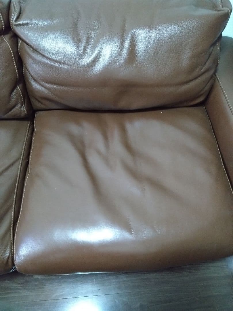 無印　革張りソファ　2.5シーター
