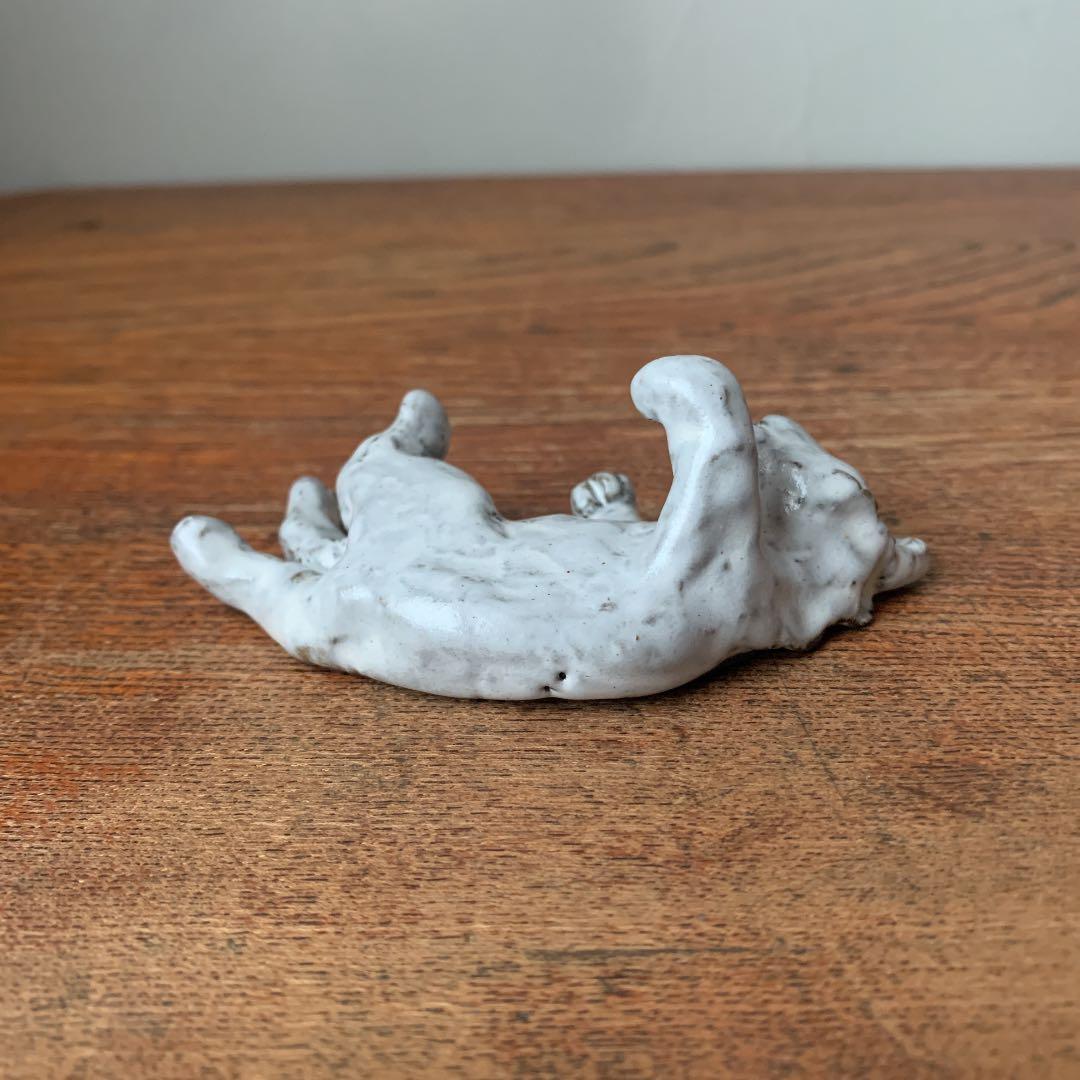 ご確認用　妻の作った　リアル招き猫　左手招き　ゴロ寝　陶芸　リングホルダー