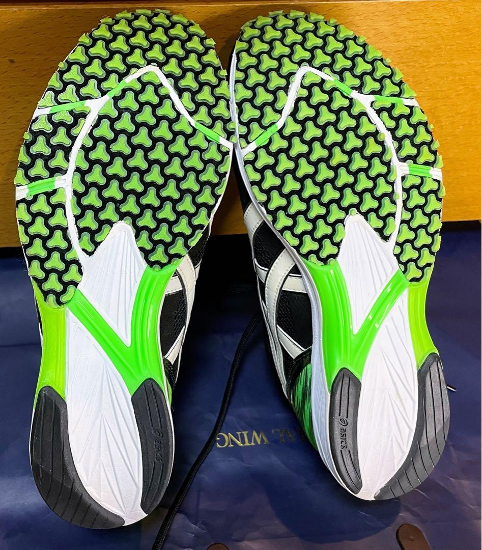 A美品アシックスターサージールランニングシューズ軽量ブラック×グリーン27
