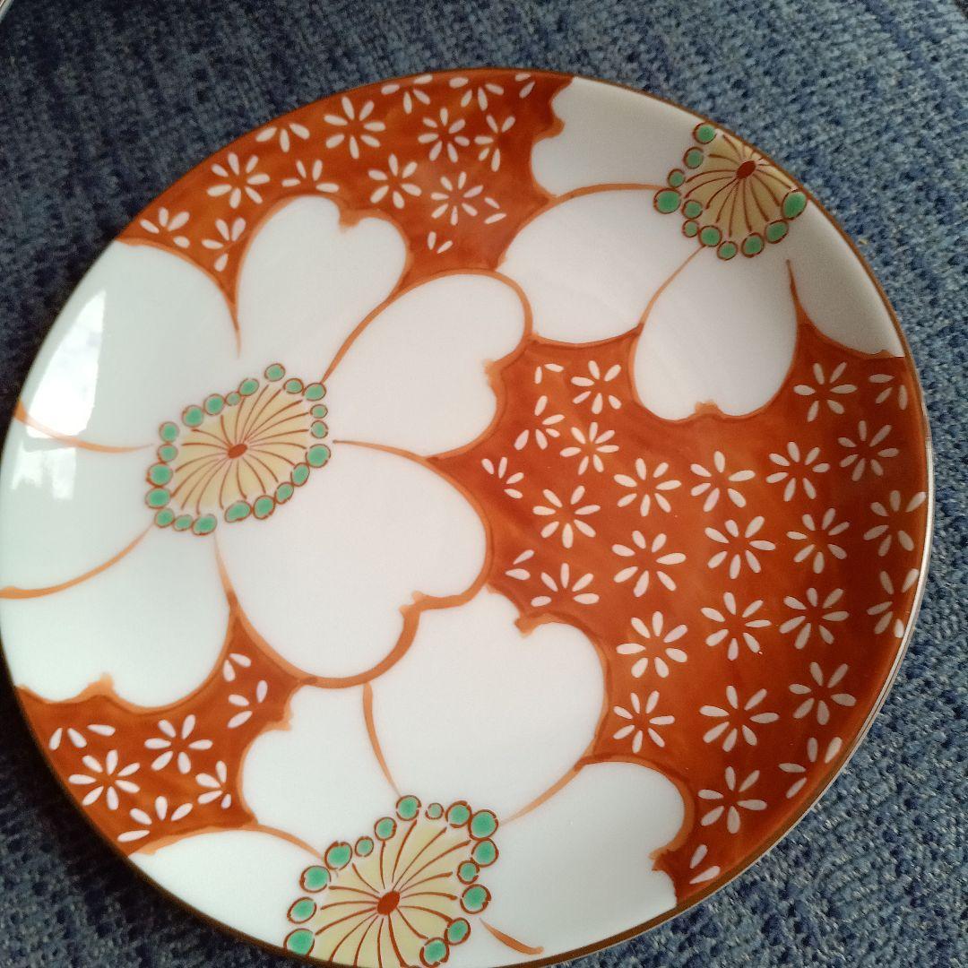 香蘭社　赤繪町工房　銘々皿5枚　山茶花柄