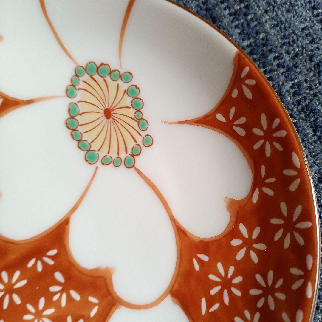 香蘭社　赤繪町工房　銘々皿5枚　山茶花柄