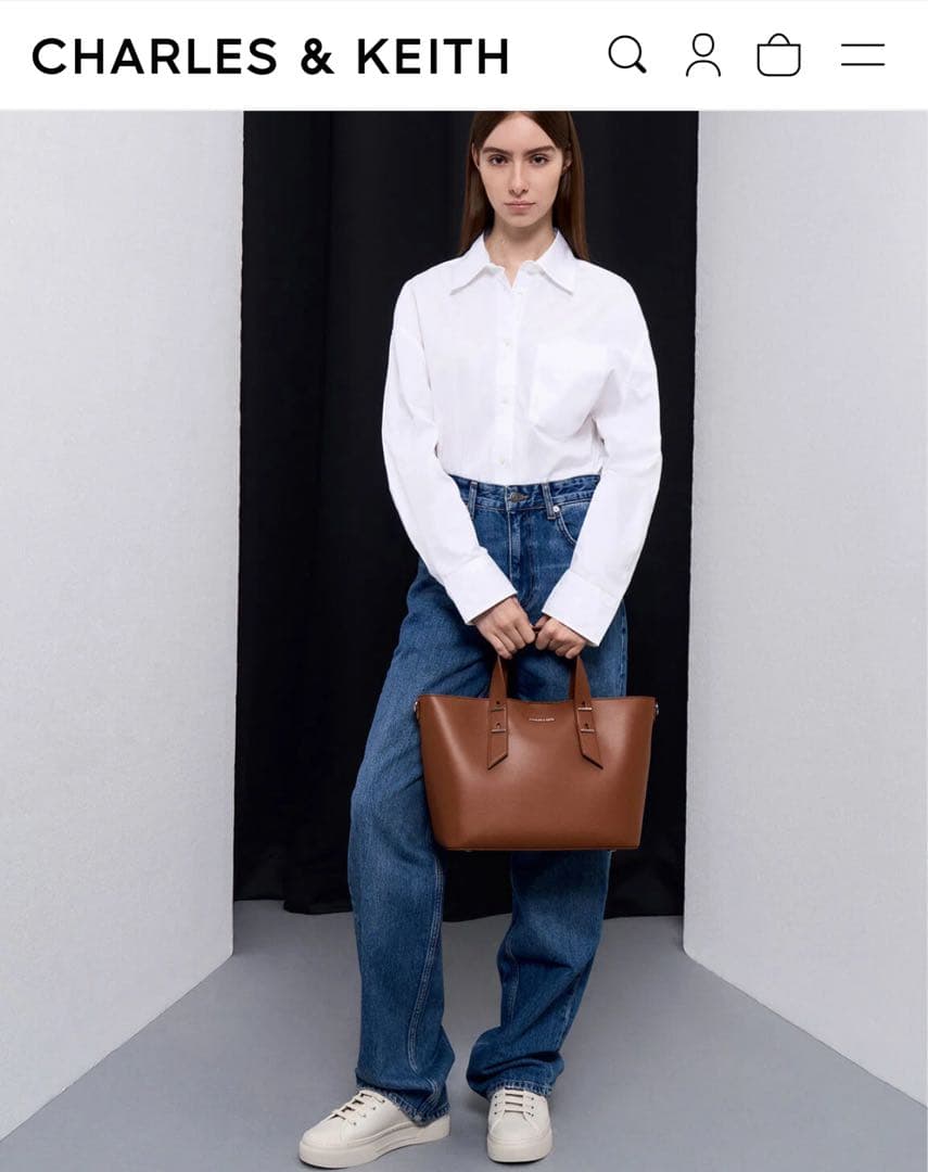 CHARLES & KEITH Shania ダブルハンドルスラウチーバッグ