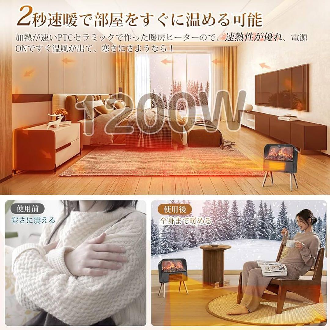 暖炉型 セラミックヒーター 【ECO知能恒温 節電対策】 電気ヒーター