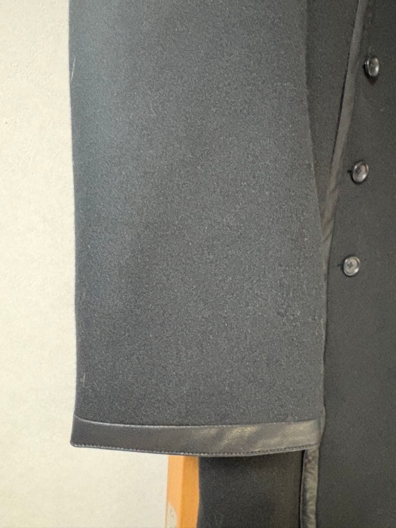 【極美品】フード付きパイピングフーデッドロングラップコートweb完売商品