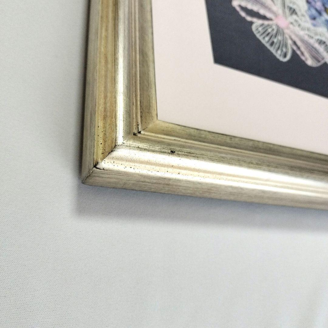 戸塚刺繍　デルフィニウムと孔雀草　フレームつき　ハンドメイド