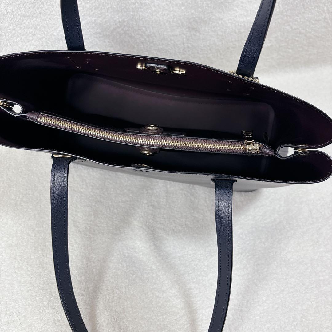 【未使用級】COACH レザートートバッグ　アベニュー　ダブルフェイス　ネイビー