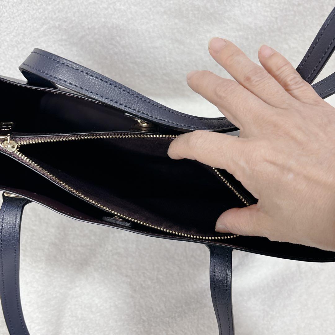 【未使用級】COACH レザートートバッグ　アベニュー　ダブルフェイス　ネイビー