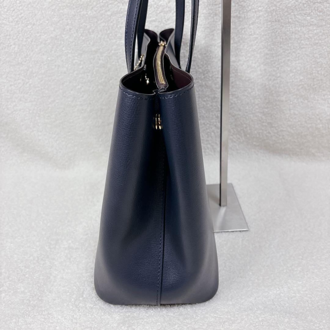 【未使用級】COACH レザートートバッグ　アベニュー　ダブルフェイス　ネイビー