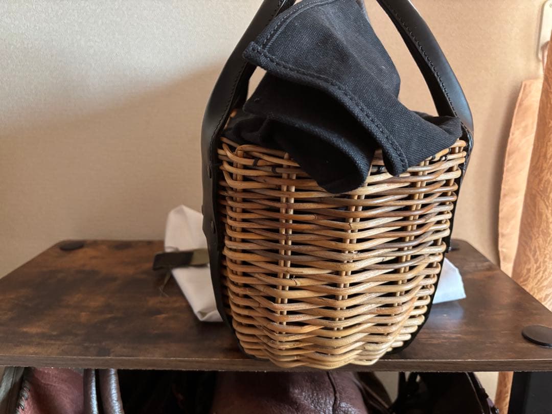 ebagos エバゴス　チューリップ　カゴバッグ　カゴ　黒革
