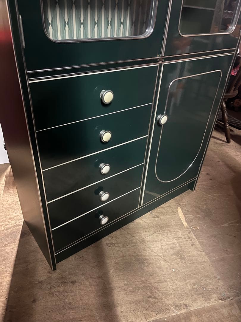 アーチ型 食器棚 レトロポップ 飾り棚 インテリア 昭和レトロ 当時物 緑