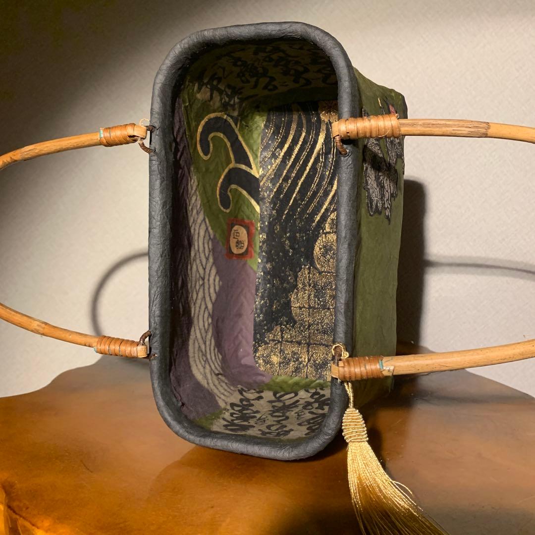 な*お様 ＊一閑張りバッグ（龍神）柿渋染
