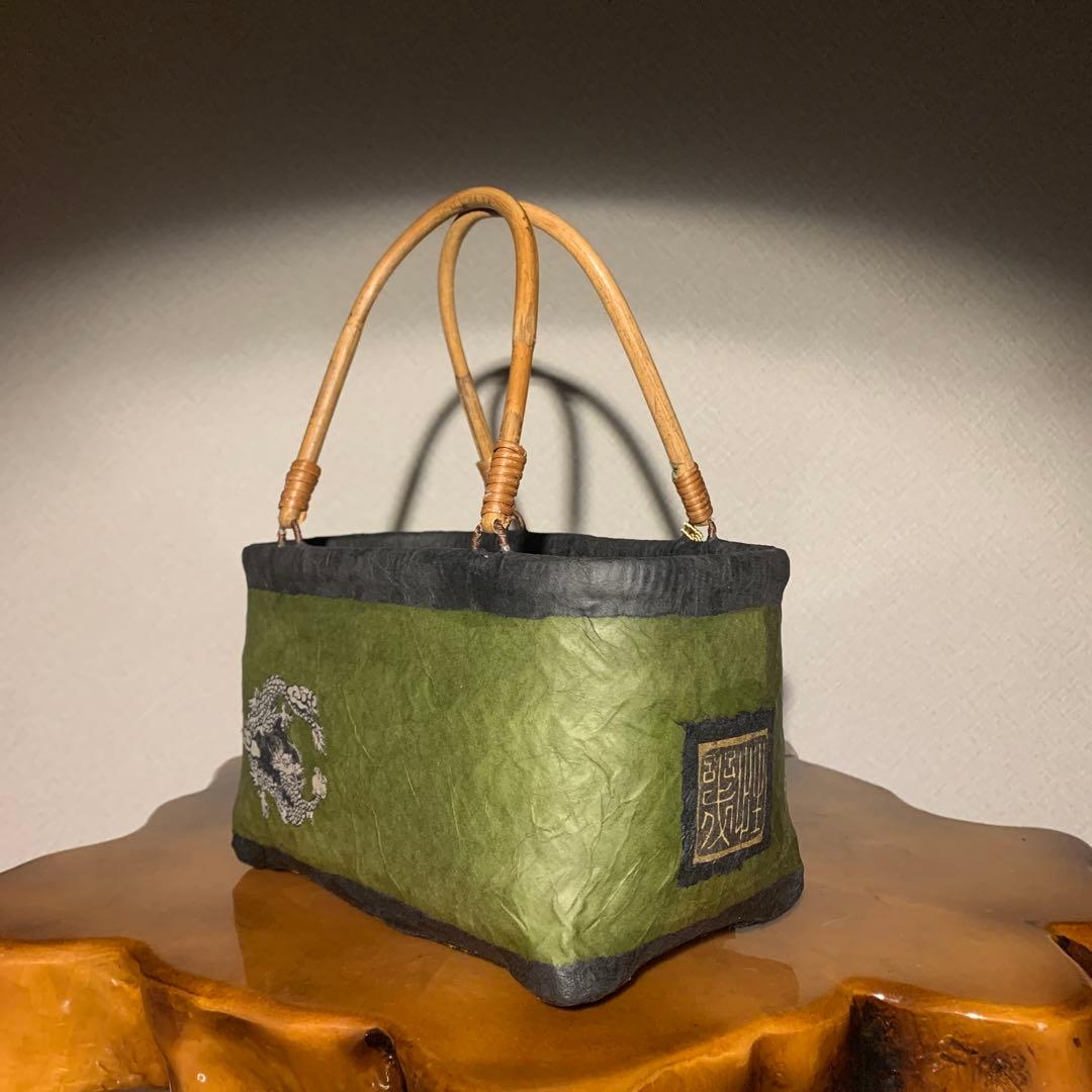 な*お様 ＊一閑張りバッグ（龍神）柿渋染