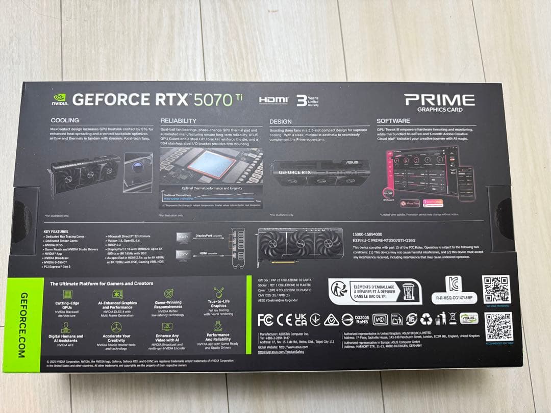 ASUS PRIME-RTX5070TI-O16G 新品未使用