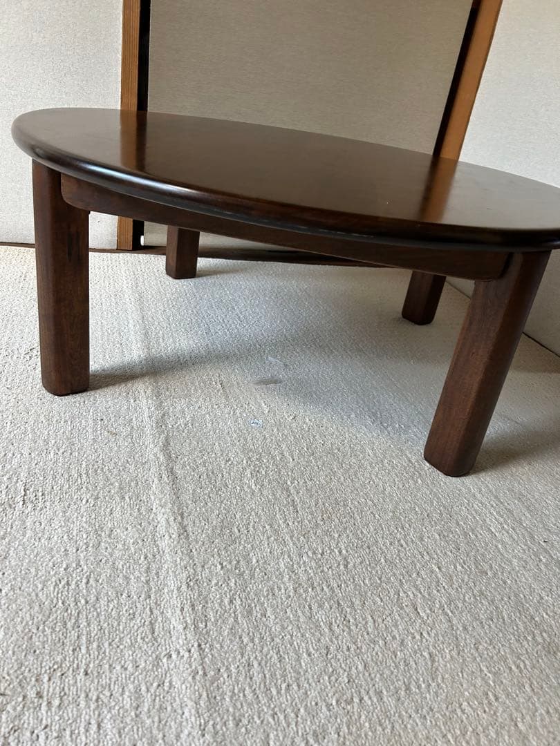 えみる　家具工房芽生★ちゃぶ台90Φ★折りたたみ★山桜太鼓脚