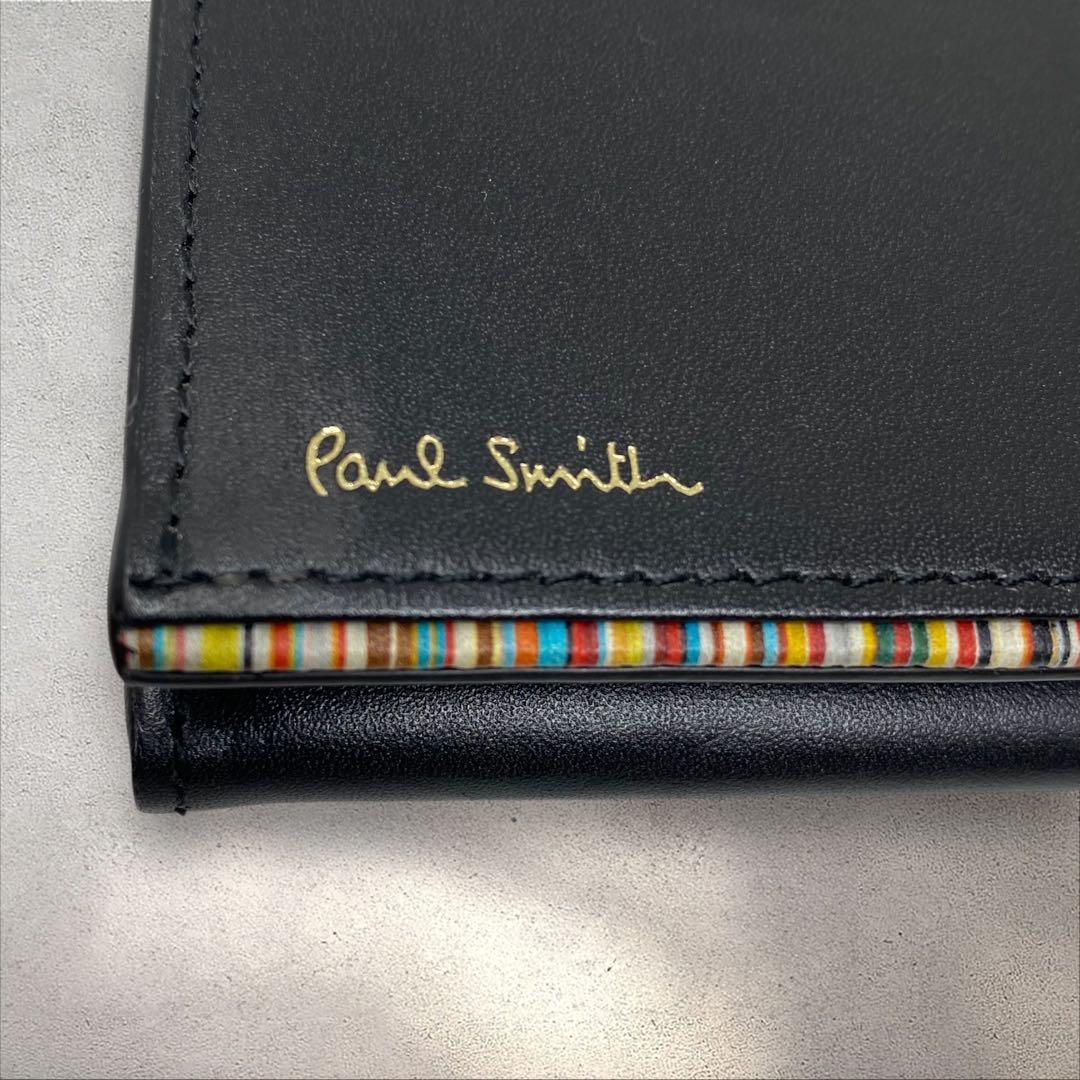 Paul Smith 名刺入れ ポールスミス ブラック ストライプポイント 黒