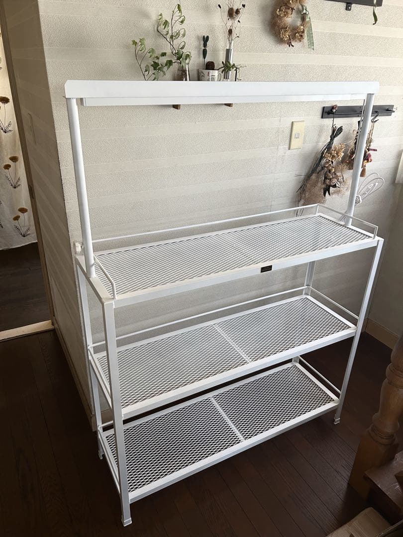 ☆送料込み☆アイアン植物棚ホワイト　即購入OK ライトレール付　アガベ　塊根