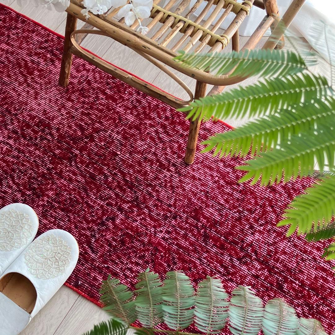 オーバーダイ✳︎50×210✳︎クリスマスレッド　ロング　トルコヴィンテージラグ