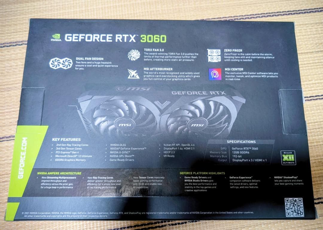 グラフィックボード・グラボ・ビデオカード MSI GeForce RTX 3060 VENTUS 2X OC (LHR)