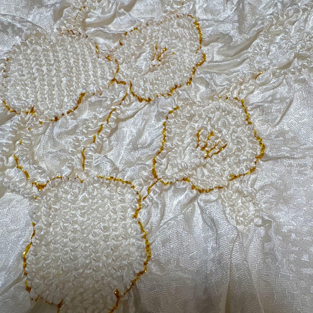 161 正絹　真紅×絞り　疋田　7歳 七五三着物フルセット　和装小物　袋帯