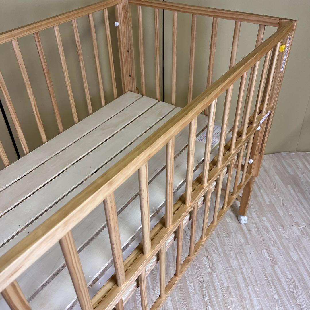 除菌清掃済　☆美品☆　大和屋　キホン　ベビーベッド　ナチュラル　上下すのこ