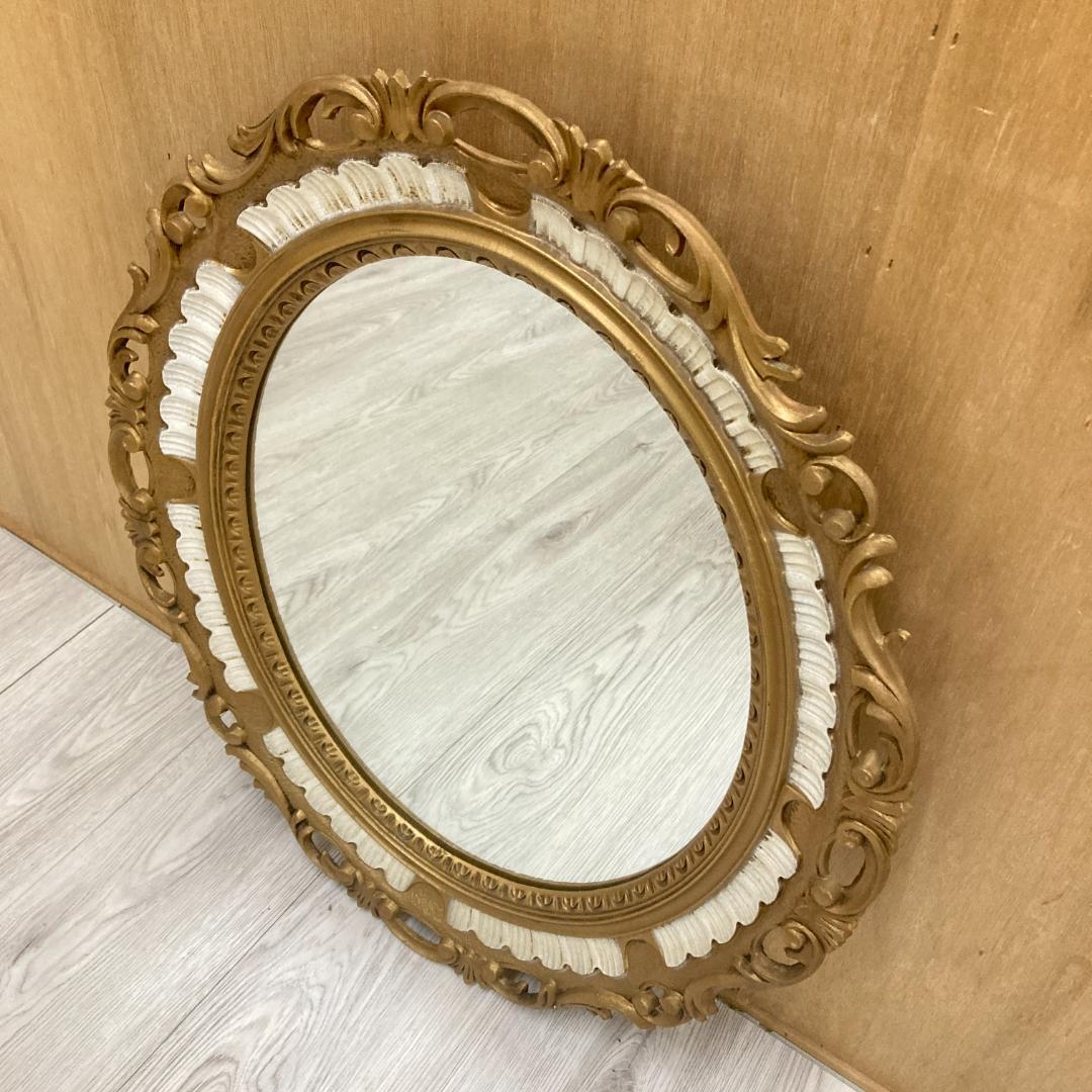 イタリア　アンティーク調　エレガント　彫刻　ウォールミラー　壁掛け　鏡